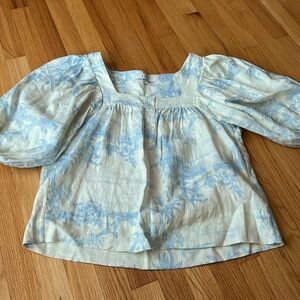 Linen square neck top